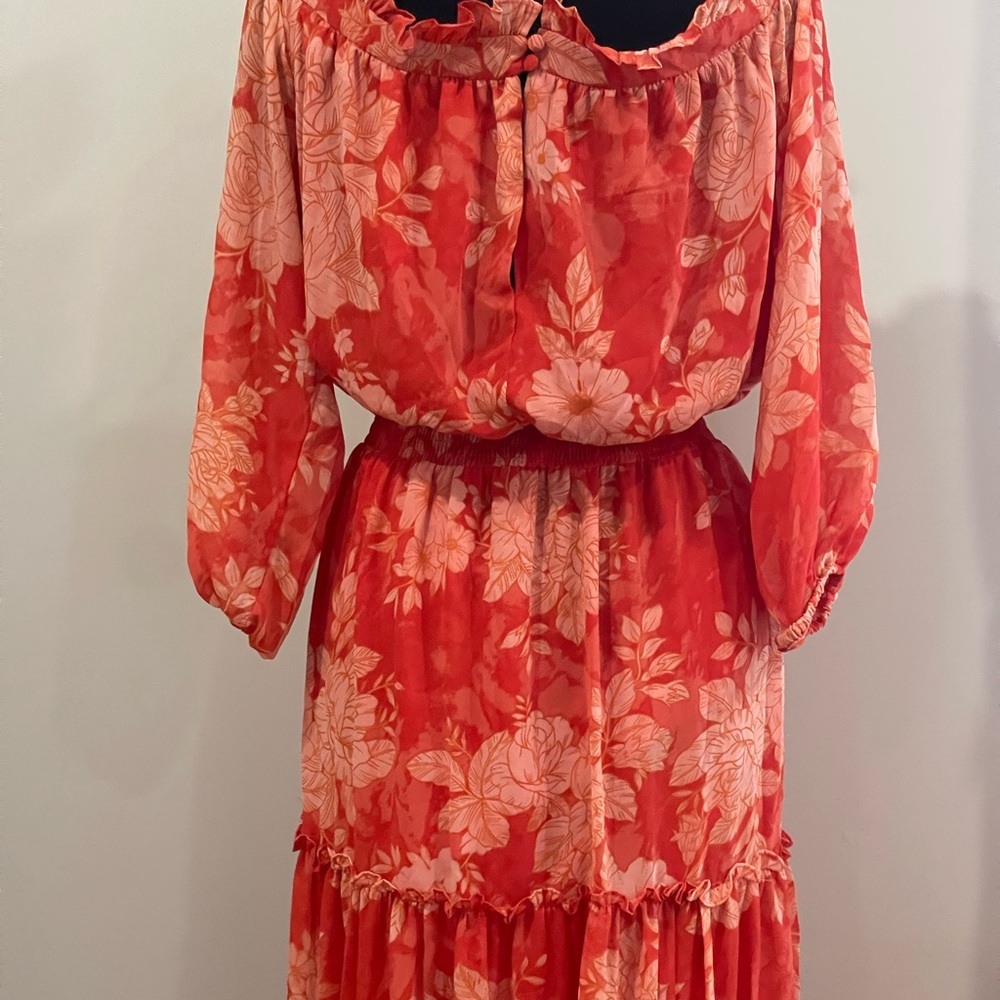 1. State Coral Floral Off-Shoulder Maxi Dress - Picture 6 of 9